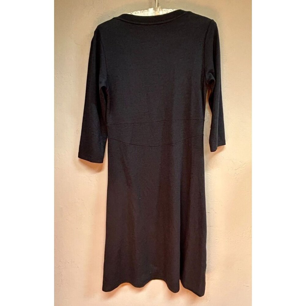 Horny Toad Women Bellflower A-Line 3/4 Sleeve Knee Length Dress XS Black Stretch - Picture 2 of 9